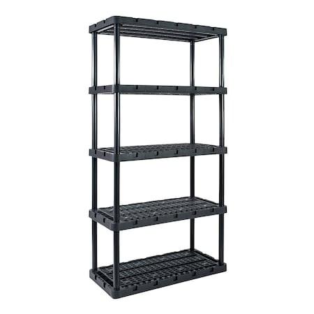 Gracious Living Plastic Shelving Unit, 36 in W x 72 in H x 18 in D, 5 Shelves, Black 91086-1C